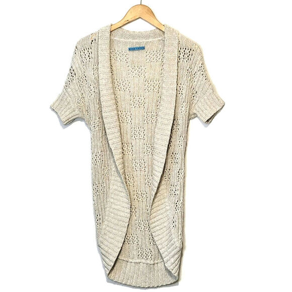 Alice + Olivia Cardigan Sweater Open Knit Ribbed Shawl Collar Long Cocoon Size S - Picture 1 of 15